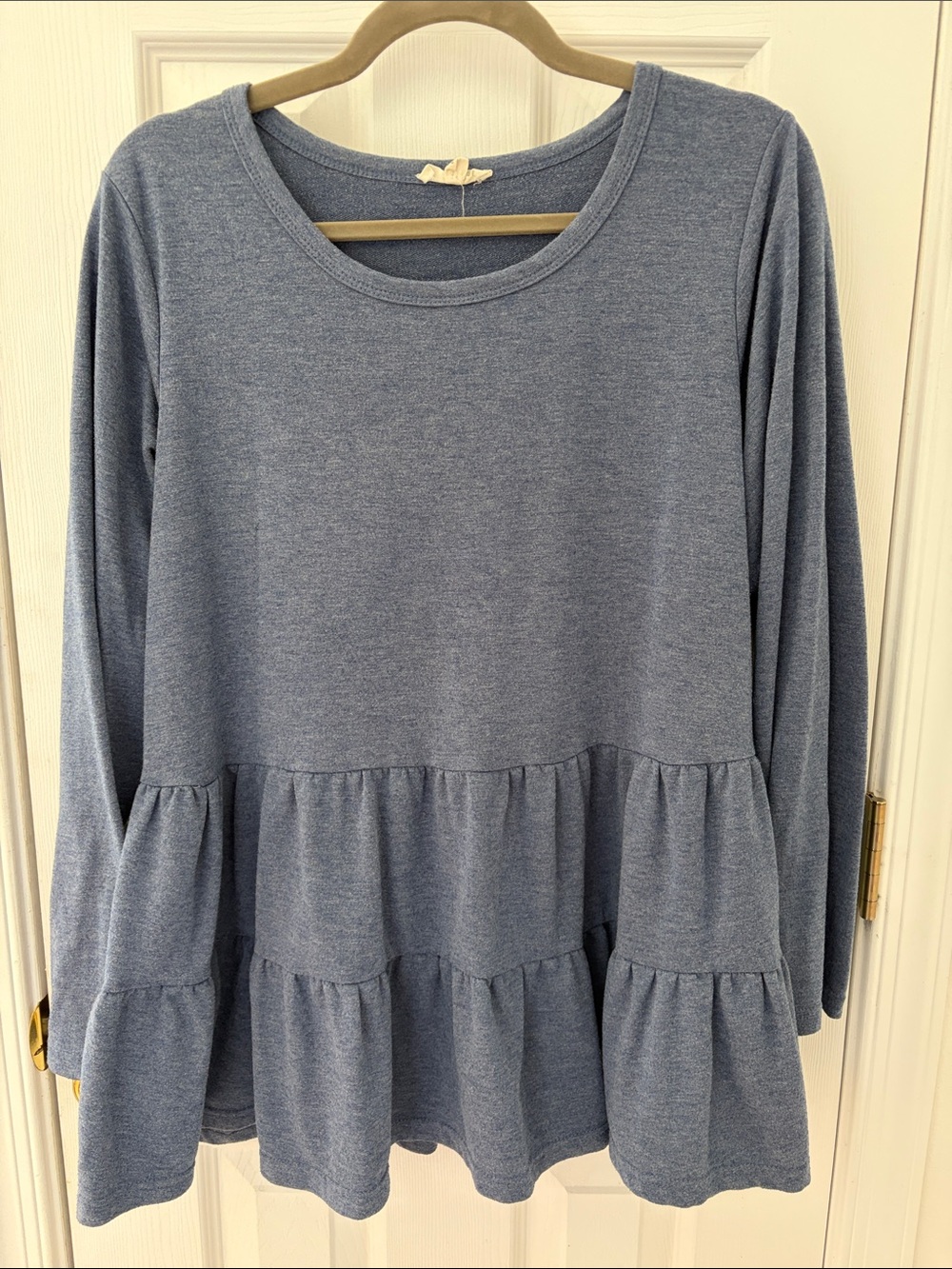 Jane and Delancey Heather Blue Tiered Long-Sleeve Knit Top